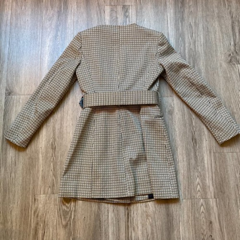 Zara Belted Houndstooth Frock Blazer Coat Size S NWOT - Picture 10 of 10